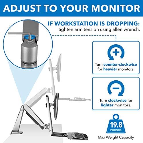 Mount-It! Single Monitor Arm Desk Mount Sit-Stand Workstation, Clamp Base - Image 3