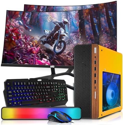 HP Half Dark Desktop PC Lambo AMD Ryzen 3 Pro, 16GB RAM, 512GB SSD, Win 11 by Amazon+Renewed