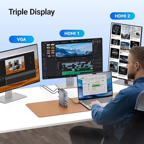 ACASIS USB C Docking Station Dual Monitor, 16-in-1 Laptpop Docking Station with 2* HDMI,VGA,2.5G Ethernet,SD/TF10Gbps USB-C 3.1,3.5mm Audio,PD100W,USBC Hub for Dell/Lenovo/HP/ThinkPad (Sliver) - Image 7