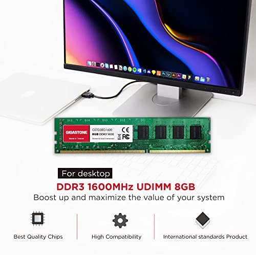 【DDR3 RAM】 GIGASTONE 32GB Kit (4x8GB) DDR3/DDR3L 1600MHz (1333MHz) PC3-12800 (PC3-10600) CL11 1.35V/1.5V 2Rx8 UDIMM 240 Pin Unbuffered Non ECC High Performance PC Desktop Memory Upgrade - Image 2
