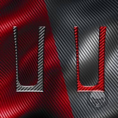 Real Soft Red Carbon Fiber Car Center Console Handbrake Panel Side Frame Cover Trim Sticker Auto Interior Decoration Accessories Compatible with Benz Smart 2016 2017 2018 2019 2020 2021 - Image 6