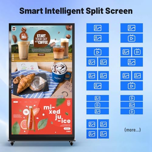 75 Inch Full Screen Indoor Floor Stand Digital Signage Kiosks Android 11 System 2GB+32GB LCD Poster Display With WiFi/HDMI/USB Input Auto Media Player, 4K UHD&CMS Remote Management for Retail Business - Image 4