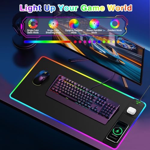 RGB Gaming Mouse Pad with Magnetic Wireless Charging & Foldable Phone Stand - Image 3
