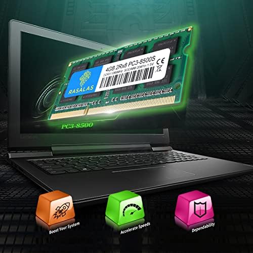 RASALAS 8GB Kit (2 x 4GB) PC3-8500 DDR3 1066 Mhz 1067 MHz 8500s SODIMM RAM Laptop Memory Upgrade for Notebook 204PIN 1.5V Memory - Image 3