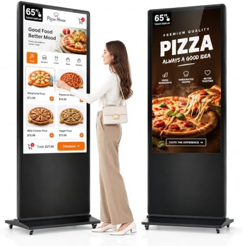 HARZHI 65 Inch Digital Signage Kiosk, 4K Touchscreen Floor Standing Advertising Display with IPS LCD Screen, Android OS and Auto Media Player by HARZHI