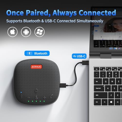AIRHUG Conference Speaker and Microphone, Bluetooth & USB Speakerphone - Image 3