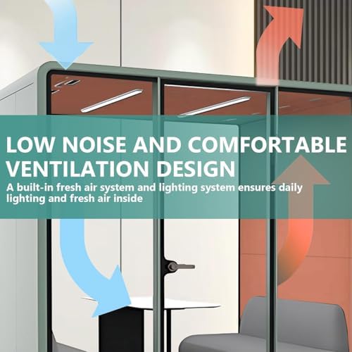 Office Sound Booth with Audio Privacy - Indoor Privacy Sound Isolation Booth with Magnetic Lock Sliding Glass Door,Lighting,Socket, Modern Soundproof Room for Meeting (90.55IN×70.27IN) - Image 6