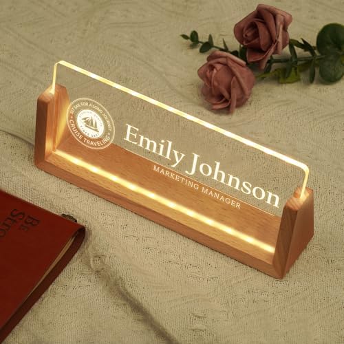 Custom Name Plate for Desk, Personalized Light Up Acrylic Desk Name Plate, Personalized Office Gifts for Boss Coworkers Teacher, Employee Appreciation GIfts, Office Decor for Women Men - Image 3