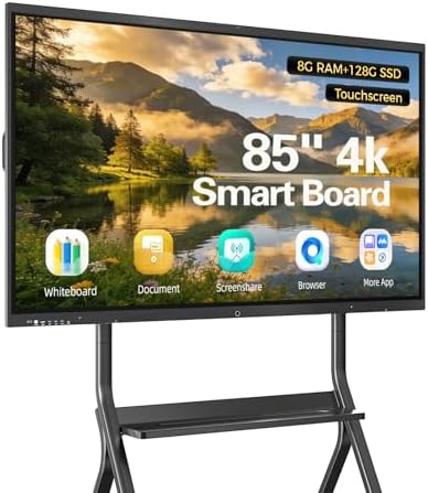 85'' 4K UHD Smart Board, Interactive Digital Whiteboard, 20-Point Touchscreen, All-in-One Electronic Whiteboard for Office Classroom Home Business by Cryonavis