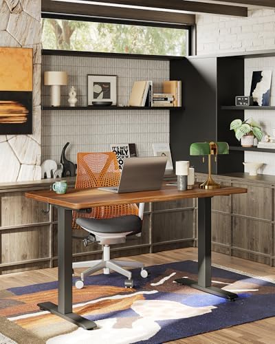 TIQLAB Electric Standing Desk, Adjustable Height Stand up Desk, 55 * 24 Inches Sit Stand Home Office Table with Splice Board, Black Walnut - Image 2