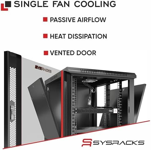 12U Wall Mount Server Rack Cabinet, 19” Locking Network Rack, 18” Deep, Glass Door, with Fan, PDU and Shelf - Image 2
