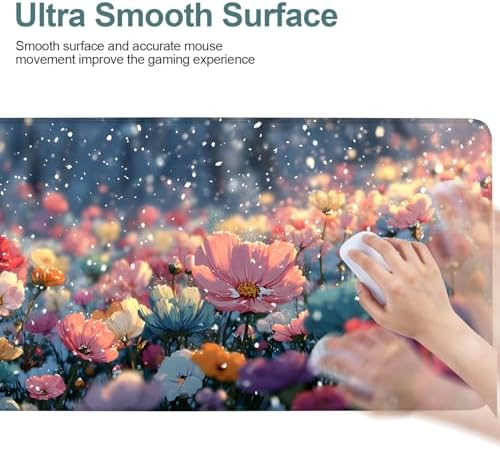 Spring Flowers Gaming Mouse Pad 35.4"x15.7" Large Extended Pad Desk Mat Anti-Slip Rubber Base & Durable Stitched Edges for Gamers Smooth Mouse Pad Writing Surface for Desk Office/Home - Image 6