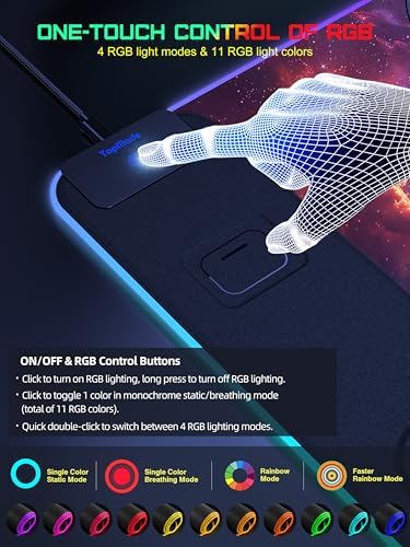 RGB Gaming Mouse Pad with Wireless Charging, Large Desk Mat, Red Nebula - Image 4