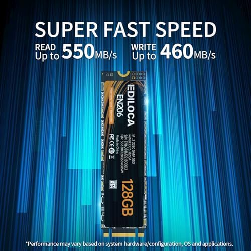 Ediloca EN206 128GB 3D NAND TLC M.2 SSD, M.2 2280 SATA III 6Gb/s SSD Internal Hard Drive, Read/Write Speed up to 550/460 MB/s, Compatible with Ultrabooks, Tablet Computers and Mini PCs - Image 2