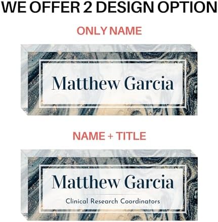 Customized Clear Acrylic Thick 8x3" Desk Name Plate Block with Personalized Logo - Professional Office Decor - Customized Acrylic Plate Gift for Teacher Co-workers (Turquoise Shine) - Image 2