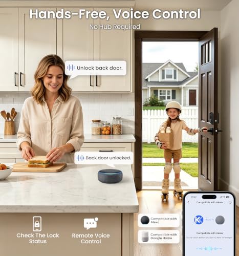 Veise VE027-L WiFi Smart Lock with Handles Set for Front Door, Matte Black - Image 4