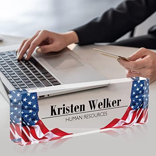 Name Plate for Desk, Desk Name Plate Personalized Office Desk Decor for Women Men, Acrylic Desk Accessories with US Flag, The Office Gifts Employee Appreciation Gifts for Boss, Manager, Teacher, Nurse - Image 2