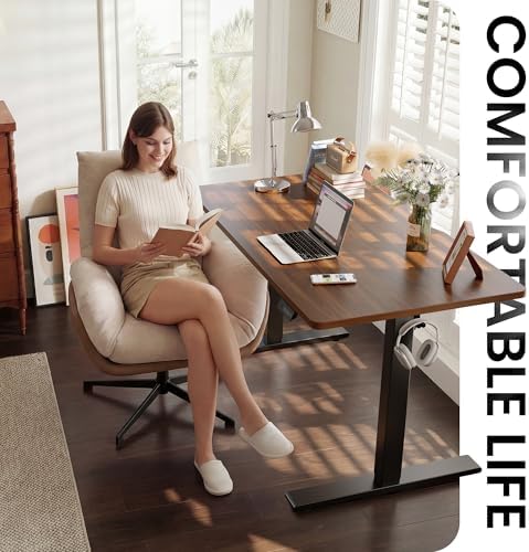 CubiCubi Electric Height Adjustable Standing Desk 48x24 Inch, Dark Walnut - Image 3