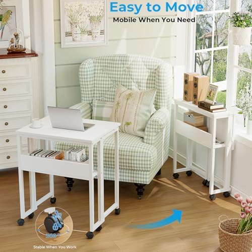 GreenForest Folding Desk with Wheels, 24.8" Rolling Table for Small Spaces - Image 4