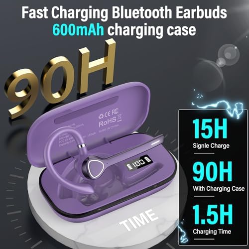 Bluetooth Headset, Single-Ear ENC Mic, Mute Button, 90H Hands-Free Earpiece - Image 5