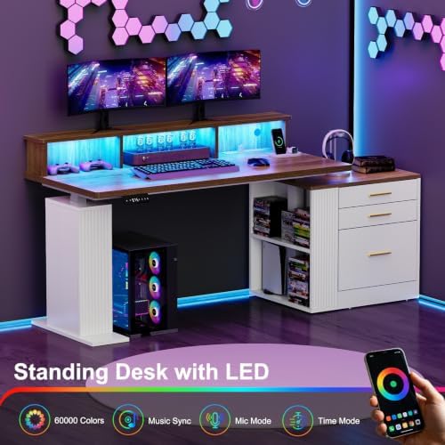Electric Standing Desk with Drawers - 70" Adjustable Computer Desk - Image 6