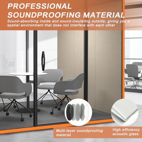 Office Sound Booth with Audio Privacy - Soundproof Booth Includes Unique Beige Interior,Soundproof Room Include Socket,Light,Door Handle& Orange Frame for Conference Room,Bedroom (Beige) - Image 4
