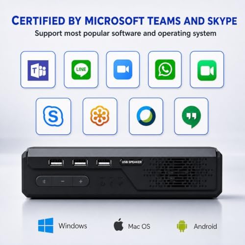 3 in 1 USB Computer Speaker with Microphone, PC Laptop Desktop Conference Speaker with Mic for Smart Home Office and Online Study，360 Degree Enhanced (3) - Image 4