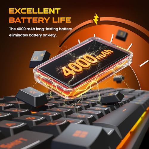 Redragon K521KS Wireless Gaming Keyboard, Tri-Mode BT/2.4G/USB-C RGB Mechanical Feeling Keyboard with Multimedia Keys, 4000mAh Battery, Anti-Ghosting, Compatible with PC - Upgrade - Image 4