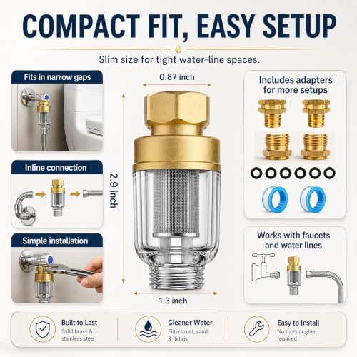 2 Pack 50 Micron Sediment Water Filter for Washer, Faucet & Heater - Image 2