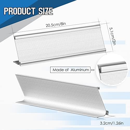 LEIFIDE 12 Pack 2x8 in Aluminum Name Plate Holder for Desk Office, Silver - Image 2
