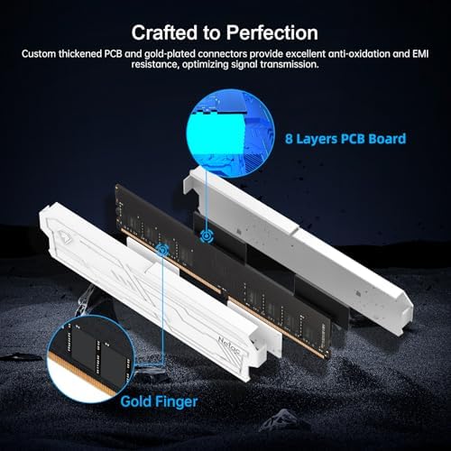 Netac DDR4 DRAM 32GB Kit16GBx2 C16 3200MHz XMP 2.0 Dual Channel RAM (PC4-25600) 1.35V 288-Pin Upgraded Aluminum Heat Sink Ideal for Gaming Computer Upgrade - Shadow III White - Image 5