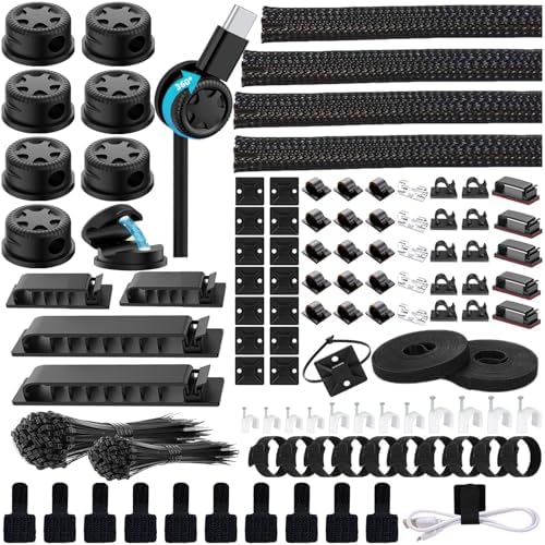ELII 328Pcs Cable Management Kit, 8 Magnetic Cable Holder 69 Cable Clips by OfficeArtCraftsProducts
