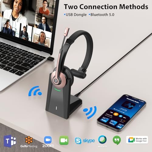 Wireless Headset with Mic for Work, Single Ear Bluetooth Headset for PC - Image 5