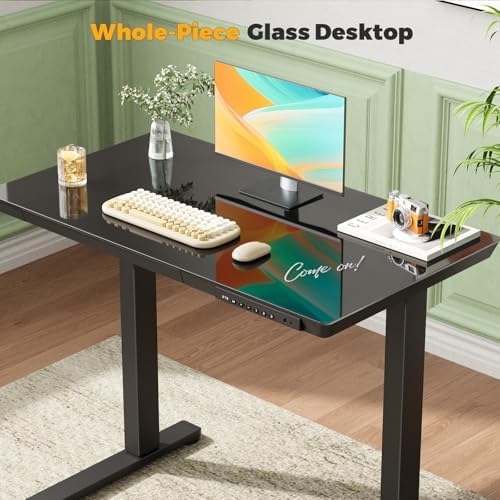 35" Electric Standing Desk with Drawer, One-Piece Glass Top - Image 6