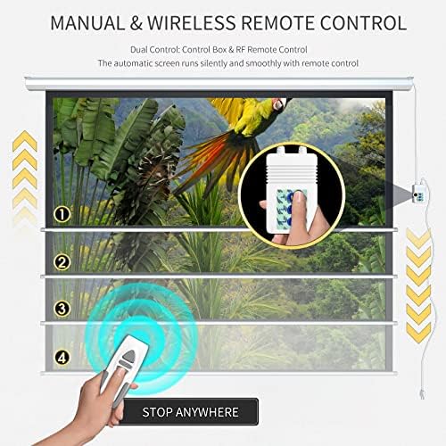 Aoxun Motorized Projector Screen Pull Down with Remote Control 120 inch Electric 4:3 Projection Screen,Video Projection Screens-White - Image 5