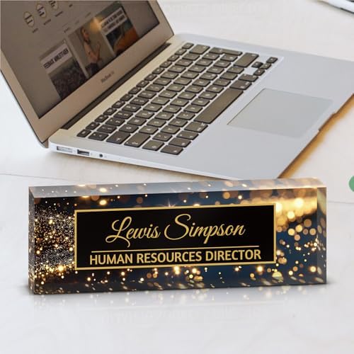 Custom Name Plate for Desk, Office Desk Double sided pattern Name Plate Personalized Office Desk Decor for Women and Men, Teacher Nurse Boss Employee Appreciation Gifts (starry sky, customization) - Image 7