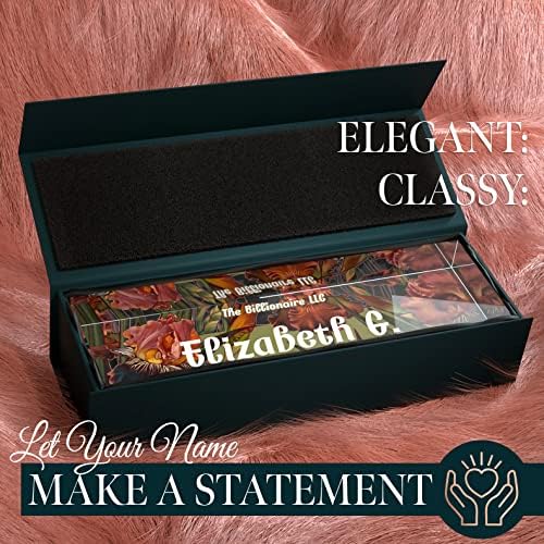 Desk Name Plate Personalized, Custom Name Plates, 2½/x8 Inches, Thick Crystal-Clear Acrylic, Gift Box, Office Desk Decor. USA Made by ACRYLUXE (Iris) - Image 2