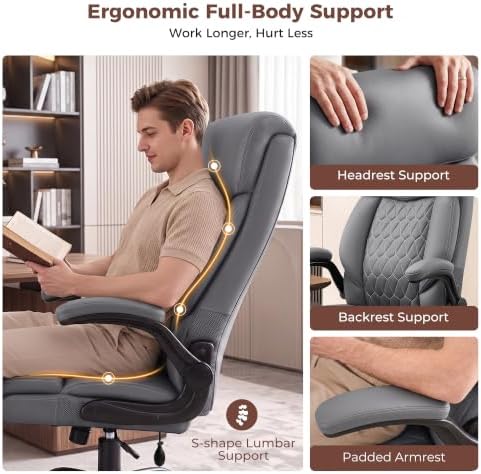 High Back Executive Office Chair with Inflatable Lumbar Support - Image 4