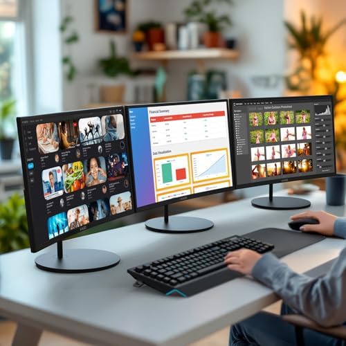 Kado 3-Pack Trio 27" Curved 1500R 1920x1080 75Hz FHD Computer Monitor - Image 3