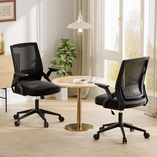 GTPLAYER Ergonomic Office Chair with Flip-up Armrests Executive Computer Chair for Home Office, Breathable Mesh & Comfy Lumbar Support, Pack of 2, Space Black - Image 2
