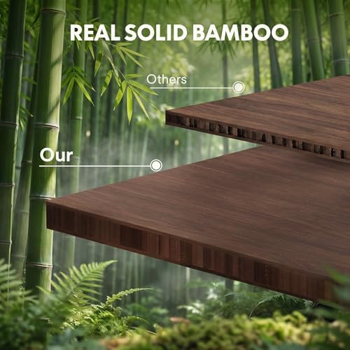 FLEXISPOT 48" x 24" Solid Bamboo Standing Desk, Walnut & Black Frame - Image 5