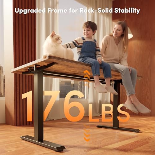 FEZIBO Standing Desk 48 × 24 Inch Electric Height Adjustable, Rustic Brown - Image 4