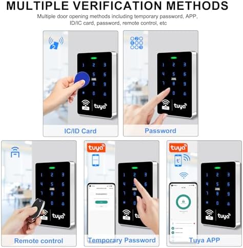 WiFi TUYA Complete Security Access Control System kit with Waterproof RFID Touch keypad Door Lock, smart Remote Door Opener app, Electric Mortise Lock, Metal Sensor Switch, doorbell, Keychain - Image 2