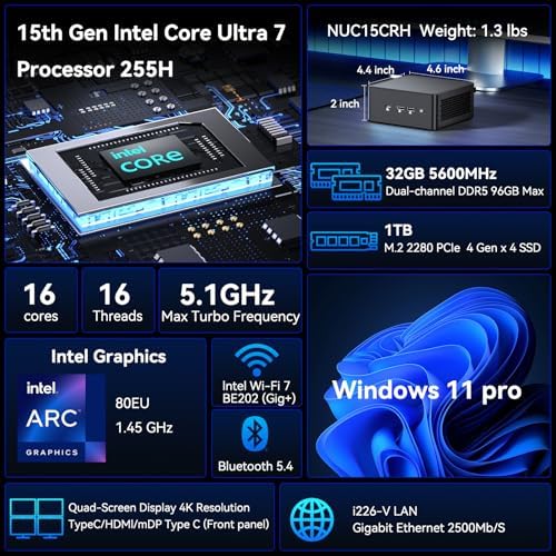 ASUS NUC 15 Pro NUC15CRHU7 Intel NUC 15 Pro Ultra 7 255H, 32GB RAM, 1TB SSD - Image 3