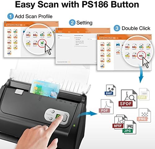 Plustek PS186 Desktop Document Scanner, with 50-Pages Auto Document Feeder (ADF). for Windows 7/8 / 10/11 (Intel/AMD only) - Image 3