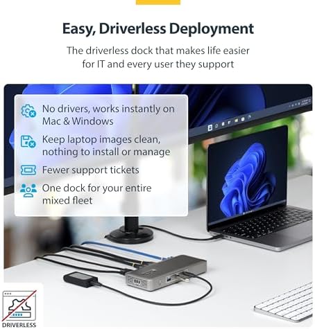 StarTech Driverless USB4 Dock, Dual 4K 144Hz for Mac and Windows, 100W - Image 3