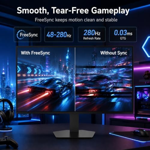Deco Gear 27 QHD OLED Gaming Monitor | 280Hz 0.03ms Response, HDR400, Adaptive Sync, 99% sRGB, 1.5M:1 Contrast, Borderless Design, Height Adjustable Stand, HDMI 2.1, DisplayPort 1.4 - Image 4
