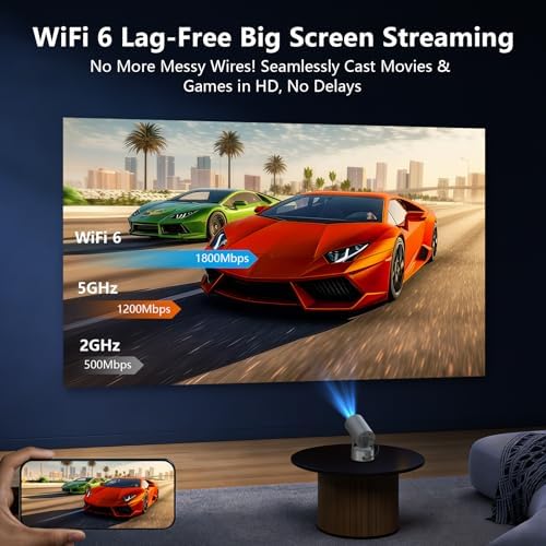 Portable Projector with Built-in Apps & Rechargeable Battery, Mini Projector with WiFi and Bluetooth, Electric Focus, Auto Keystone, 210° Rotatable Stand for Outdoor Movies & Travel( Iron Gray) - Image 3