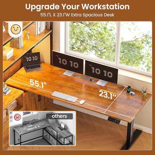 SEDETA 57" L Shaped Standing Desk, Sit Stand Office Desk with Storage Hutch - Image 5