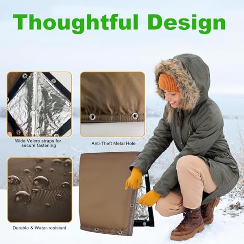 Backflow Preventer Insulated Cover (5˚F) Thick 6-Layer Fabric Pipe Insulation Cover (UV Coated) Winter Freeze Protection,for Water Well Pump Covers and Sprinkler Valve Covers (30" W X 26" H) - Image 3